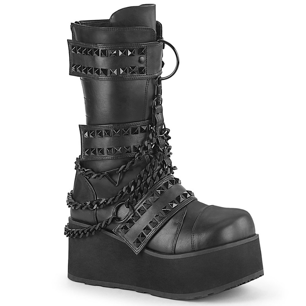 Demonia Trashville 138 Black Biker Style Goth Platform Boot